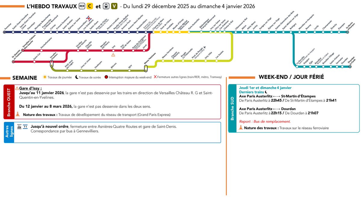 RERC_SNCF's tweet image. 🚧#InfoTravaux #RERC        

Retrouvez ci-dessous toutes les informations concernant les travaux prévus du lundi 29 décembre au dimanche 4 janvier⤵️