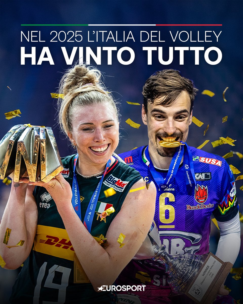 Eurosport_IT's tweet image. SEMPLICEMENTE DOMINANTI 🇮🇹🫶🏻

🏐 Champions f. --&amp;gt; Conegliano 🏆
🏐 Champions m. --&amp;gt; Perugia 🏆
🇮🇹 VNL f. --&amp;gt; Oro 🥇
🇮🇹 VNL m. --&amp;gt; Argento 🥈
🌍 Mondiali f. --&amp;gt; Oro 🥇
🌍 Mondiali m. --&amp;gt; Oro 🥇
🏐 Mondiale per club f. --&amp;gt; Scandicci 🏆
🏐Mondiale per club m. --&amp;gt; Perugia 🏆

#Volley