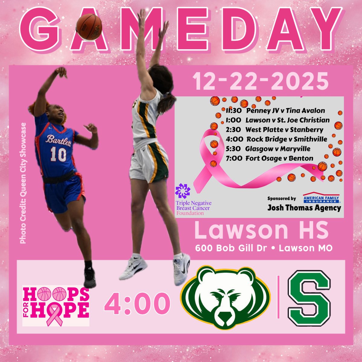 RockBridgeGBK's tweet image. Special GAMEDAY as we participate in the Hoops for Hope Shootout to raise funds for Breast Cancer Awareness.  Thanks to ⁦@LawsonGBB⁩ for the invite and honor to participate! Let’s Go Bruins!!!💚💛🏀#lockin