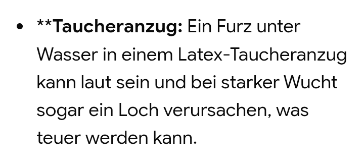Da fragt man Google was passiert, wenn man in Latex furzt und da bekommt man ne halbe Apokalypse vor die Nase geworfen 😂