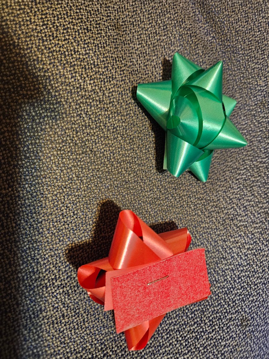 Dear God thank you for Jesus my Lord and savior...thank you for my wonderful wife Beth and MyFourLeggedKids and family.... and God Thank you for  Self-Stick-On Bows..definitely stick-on-bows. Amen.