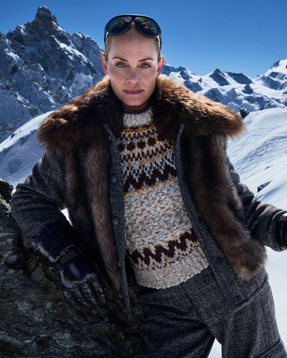 Summit reached. ​ Amber Valletta brings peak style to the Alps for