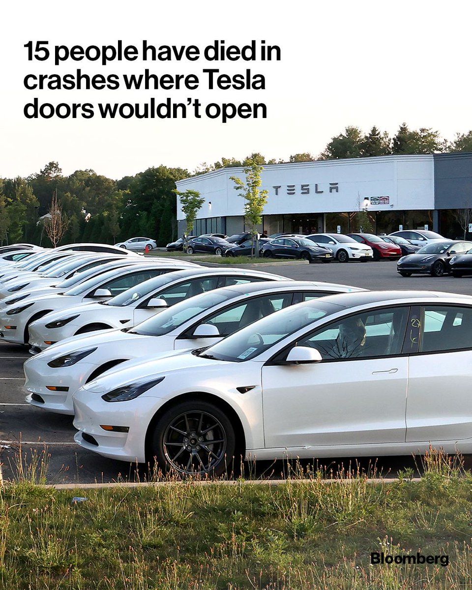 For years, people have lodged complaints about Tesla’s doors — to US regulators, on social media, in legal filings — after incidents ranging from the mundane to the truly terrifying. With no official statistics, Bloomberg did its own analysis on the number of fatal crashes in the