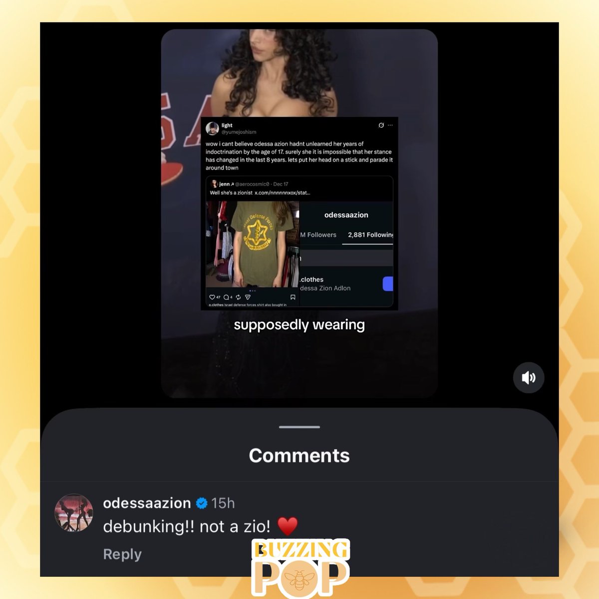 BuzzingPop's tweet image. ‘I Love LA’ and ‘Marty Supreme’ star Odessa A’zion responds to internet speculation she’s a Zionist:

“debunking!! not a zio ♥️”