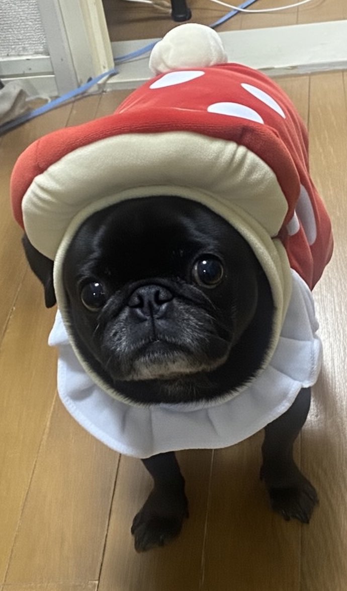 パグ おっさんも参加 AIからも赤ちゃん判定されて前掛け付けられた