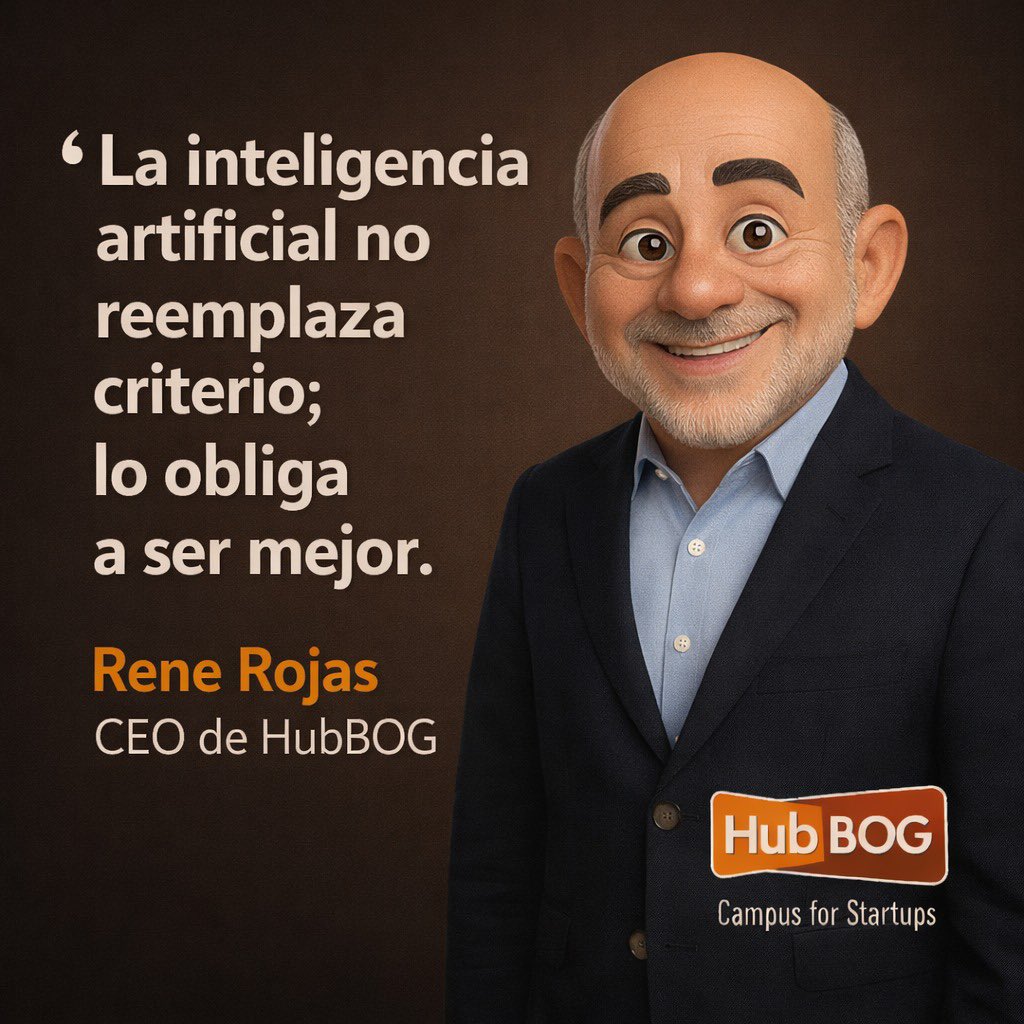 #FraseDelDía "La inteligencia artificial no reemplaza criterio; lo obliga a ser mejor.", Rene Rojas, CEO de HubBOG

Conoce más acerca de casos de éxito empresarial con Inteligencia Artificial, en los eventos de esta semana: hubbog.com/talleres-y-eve…