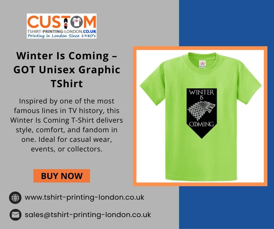 tshirtslondon's tweet image. Stay bold, stylish, and fandom-ready with our Winter Is Coming T-Shirt. Premium print, comfortable fit, and perfect for everyday wear or gifting.

🌐 tinyurl.com/4kj8ednx
📞 +44 20 8519 1488
📧 sales@tshirt-printing-london.co.uk

#winteriscoming #tvshowmerch #printedtshirts