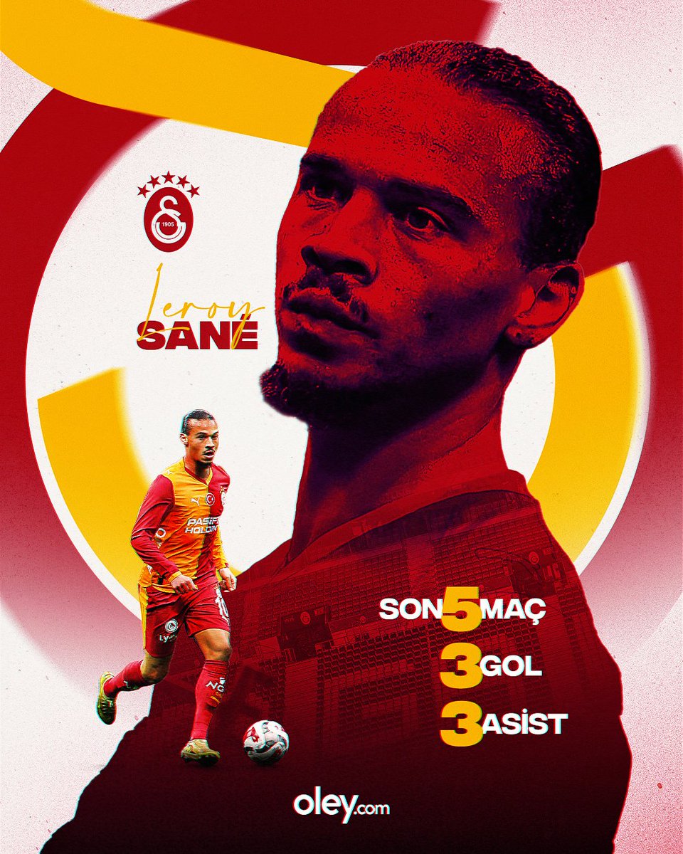 oleycom's tweet image. Son 5 maç, 3 gol, 3 asist!

Galatasaray'ın yıldızı Leroy Sane, ilk devrenin sonunda formunu buldu.