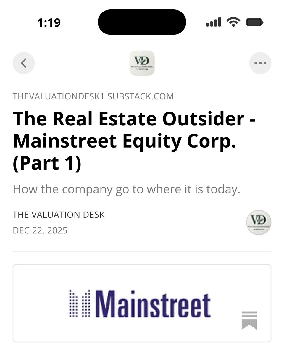 ValuationDesk's tweet image. Part 1 of our deep dive on Mainstreet Equity $MEQ $MEQ.TO is out.

We walk through 26 yrs of public company history, across multiple cycles, to understand how this biz was built and how it achieved &amp;gt;4,000% returns.

Part 2 will be out before YE.
👇(free)
thevaluationdesk1.substack.com/p/the-real-est…