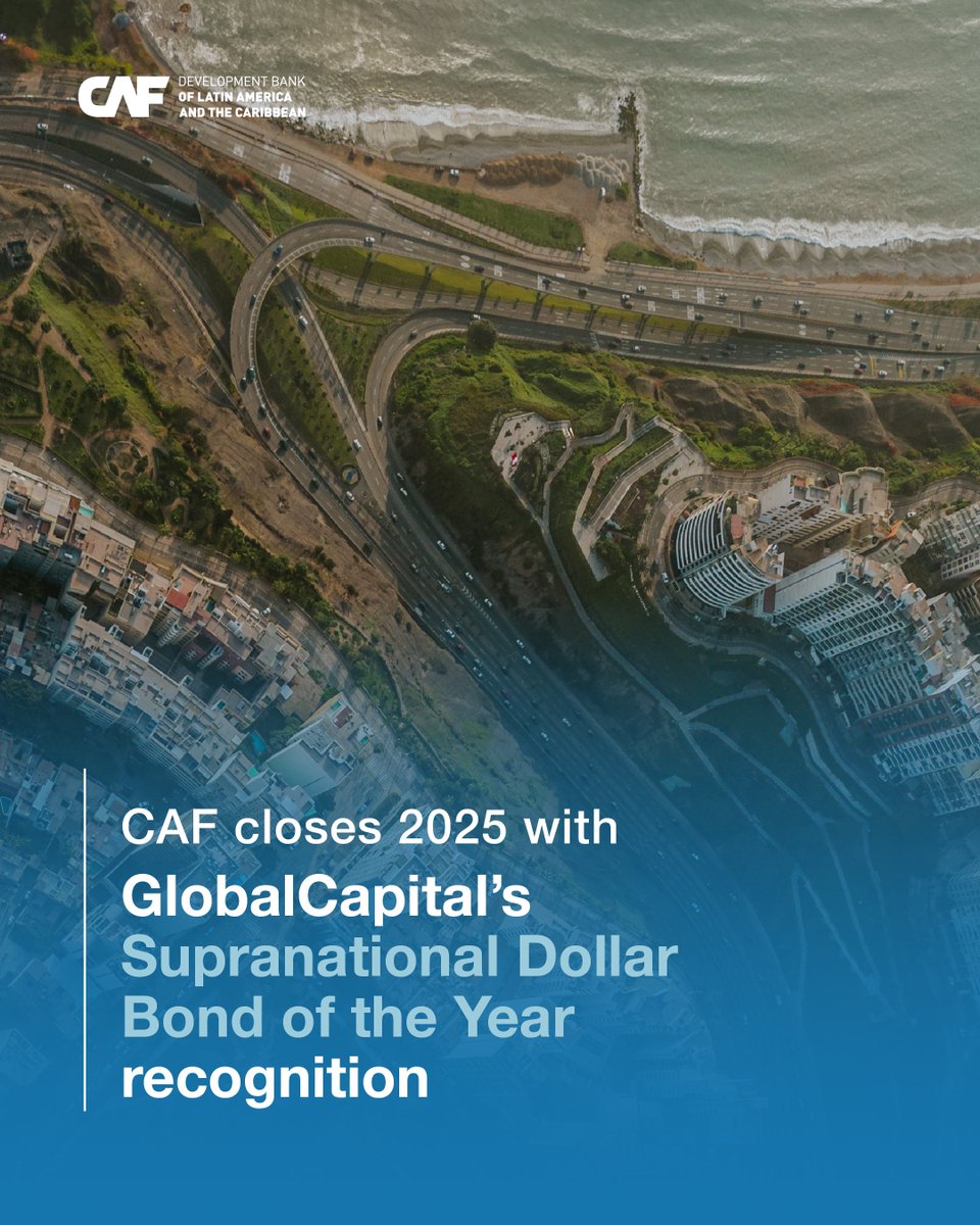 Global Capital recognizes CAF with the Supranational Dollar Bond of the Year.

This reflects our access to capital markets and our role supporting development across Latin America and the Caribbean.