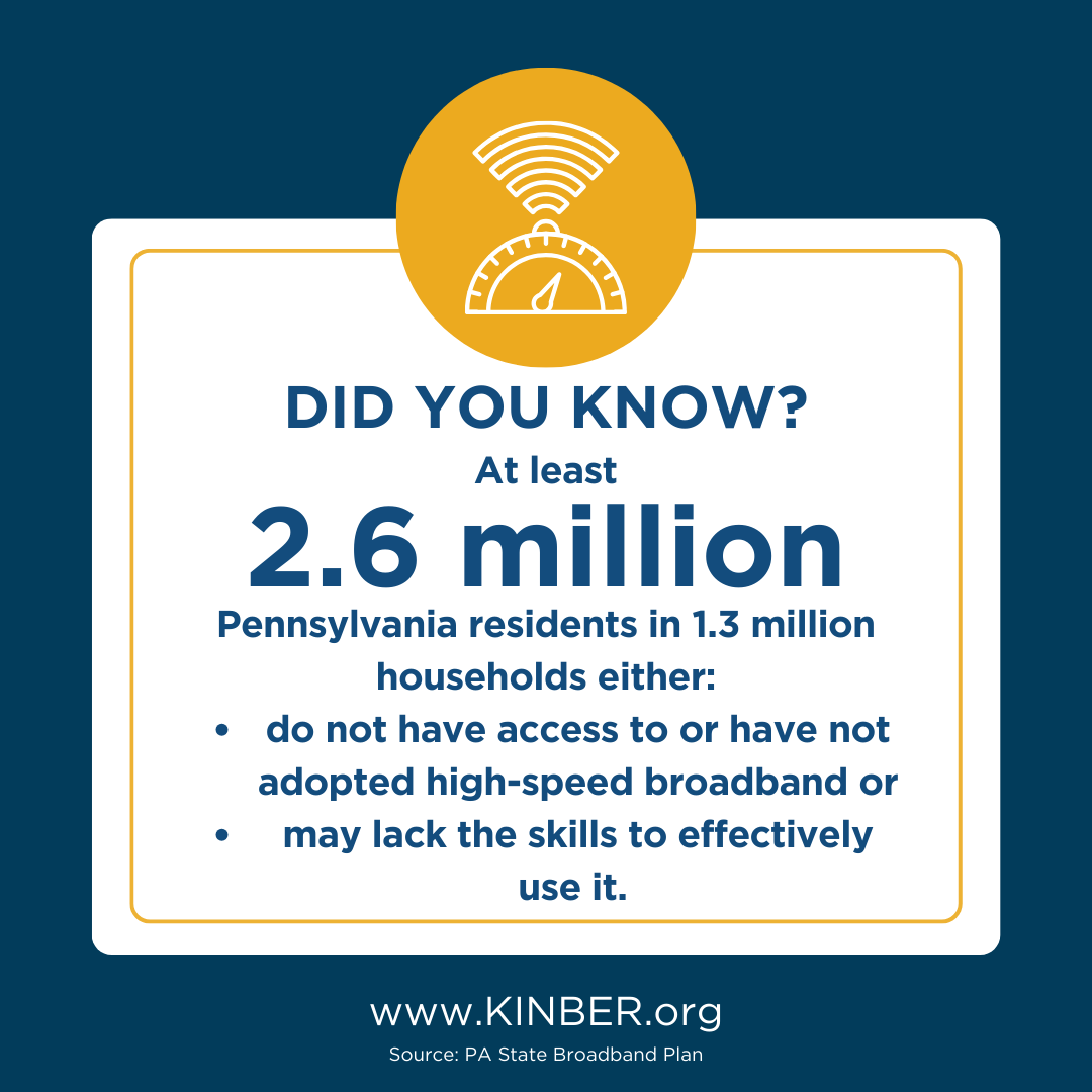 Broadband access is just the first step.
True digital access means affordable internet, the right devices, skills, and support.

In PA, 2.6M residents (26% of households) are still digitally excluded. Digital equity turns access into impact.

👉Learn more: KINBER.org