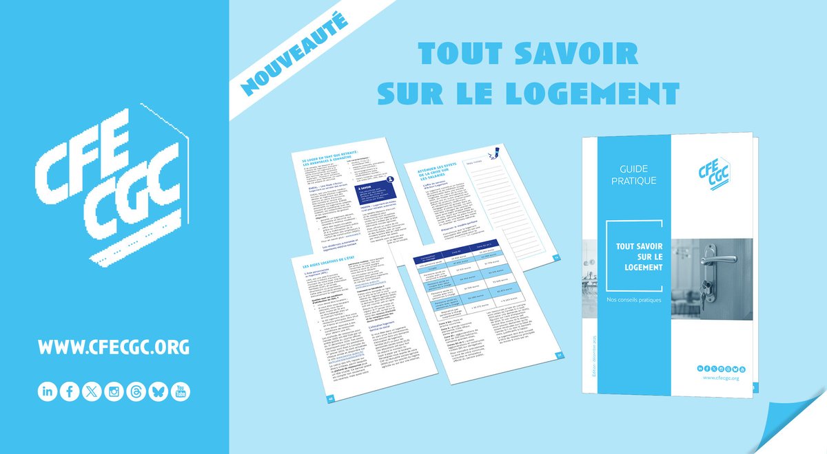 🏠 La CFE-CGC agit au quotidien pour défendre les droits des #salariés et l’accès à un #logement digne.

Ce guide « Tout savoir sur le logement » vous donne  les clefs pour agir et mobiliser  les aides disponibles.

cfecgc.org/publications/n…