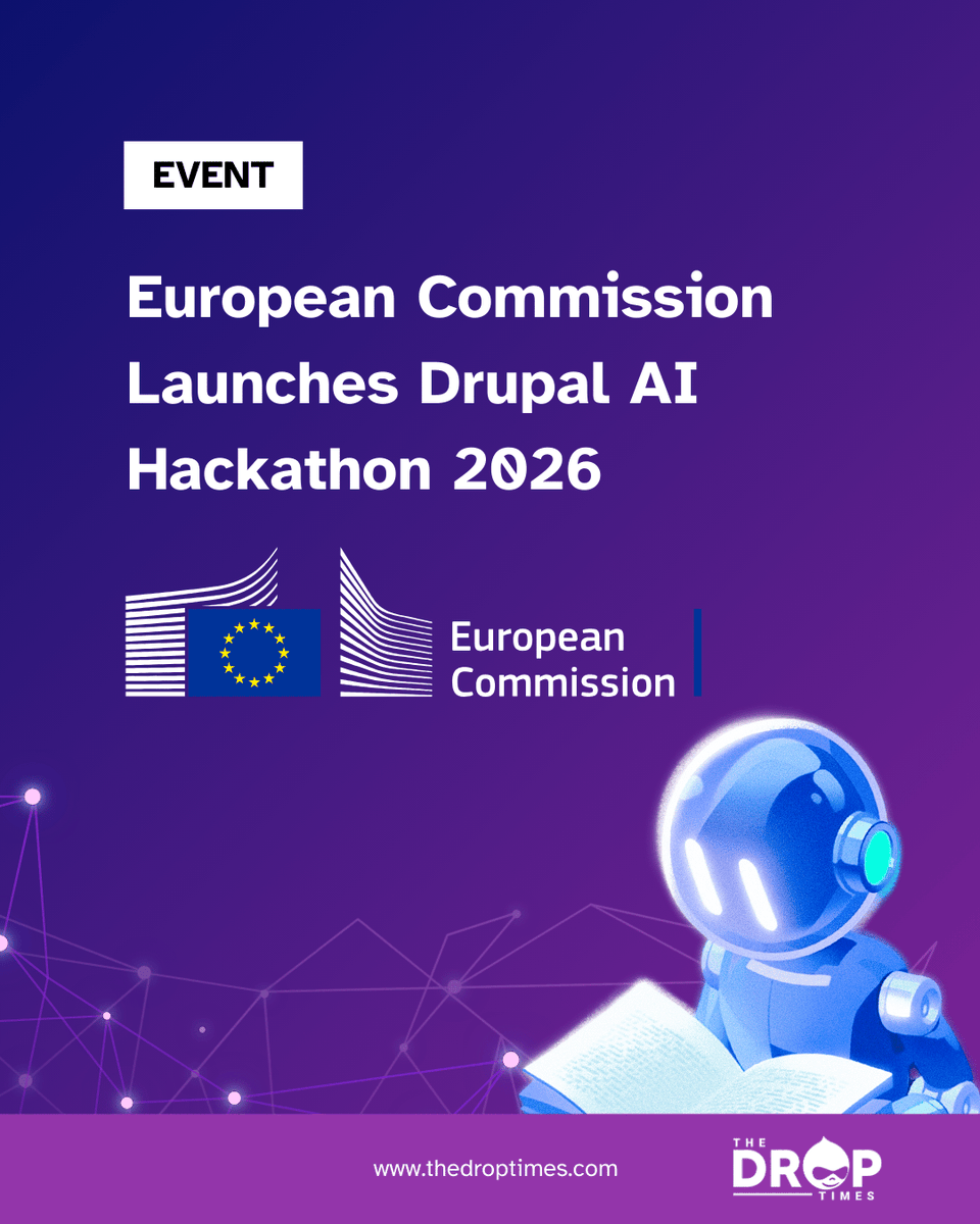 thedroptimes's tweet photo. Just announced: 2026 Drupal AI Hackathon by the European Commission.

Focus: AI agents for editors + no-code Canvas tools.

Register now: https://t.co/GFS8yfluR6 

#Drupal #AI #Hackathon #OpenSourceGov https://t.co/3kiQmZfWyz