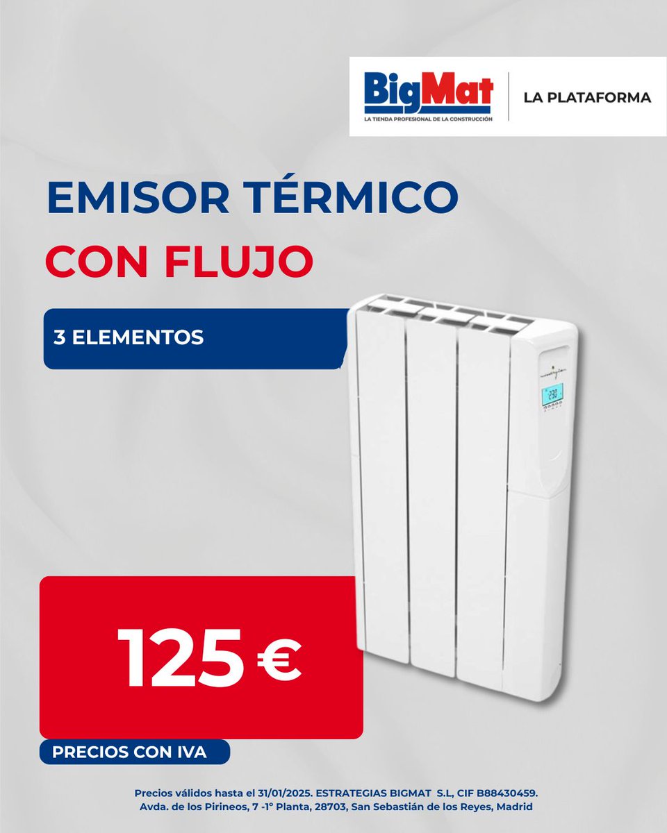 🔥Soluciones de calefacción pensadas para el profesional
Cuando el confort térmico es clave, la elección del equipo marca la diferencia en eficiencia, rendimiento y satisfacción del cliente final
📍Consulta condiciones en tu tienda #BigMatLaPlataforma.
#Calefacción