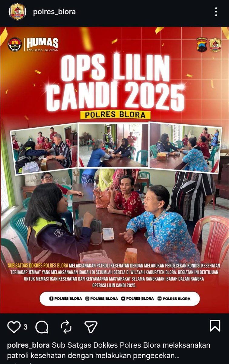 Subsatgas Dokkes melaksanakan Patroli Kesehatan dalam rangka Ops Lilin Candi 2025 Polres Blora