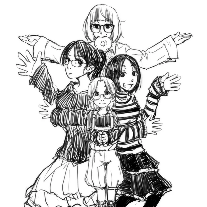 再掲。10年くらい前のと、最近の娘たち。 20年もいびりょ名乗っているのもヤベェけど、 おんなじ人をずっと描いている事もそこそこアレだな。