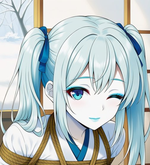 blackmaaach's tweet photo. 冬らしく、白肌水色メイクの雪女ちゃんに縄をプレゼントなイラスト生成してみてる。
Pixiv投稿するかはまだ考え中。 https://t.co/4FOyxZ5R62
