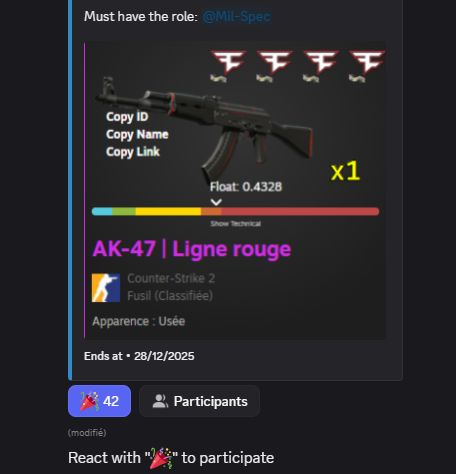 KmuOfficiel's tweet photo. 🎊AK- Redline Giveaway for FREE in discord 30$🎊

To get in just :

✅Like + repost
✅join discord (https://t.co/e50XFy2NcL)
✅Get exp (real fast)- get in giveaway

🔥GOOD LUCK🔥 
#cs2skins #giveaway #cs2freeskins https://t.co/g0xK1pm9be