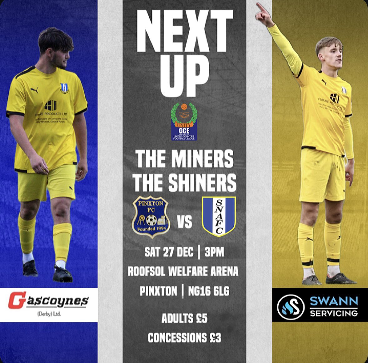 ⚽️SATURDAY⚽️

It’s the big one as we travel to local rivals <a href="/pinxtonfc1/">Pinxton FC</a> for what is sure to be an absolute cracker.

#COYS #Shiners 💙🤍💛