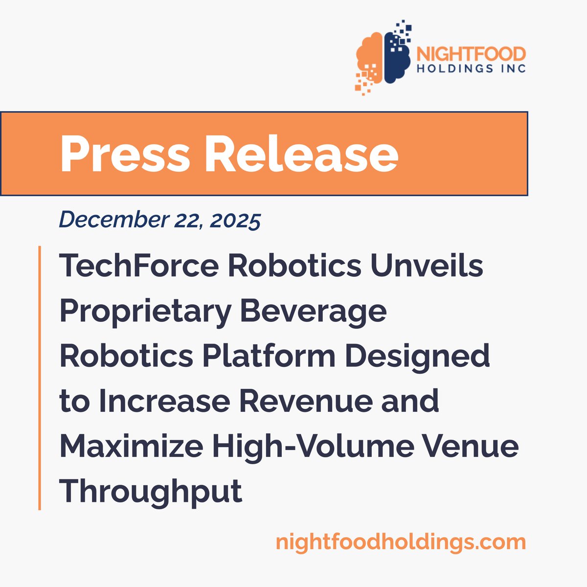 TechForce_X's tweet image. $NGTF announces the development and pending launch of a new proprietary beverage dispensing robotic system. The #BeverageBot is a wholly owned, internally developed technology created to address long service wait times and lost revenue.

Read more: bit.ly/3Ncn7bO…