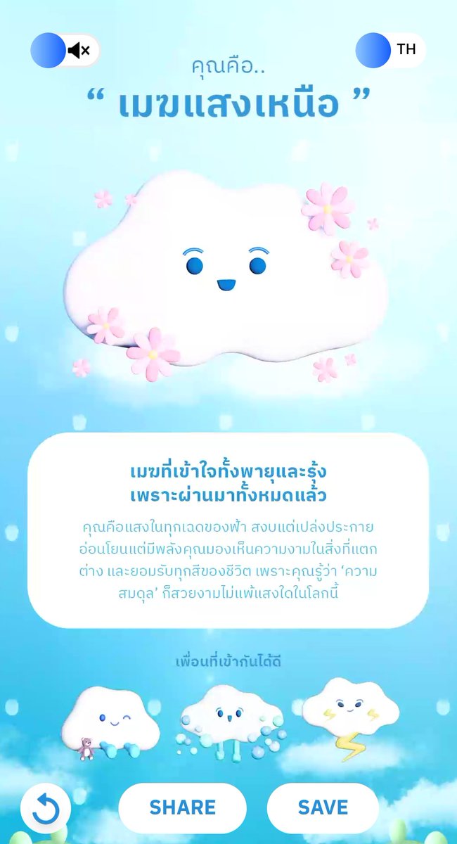 ชิโรอิเป็นเมฆที่เข้าใจทั้งพายุและรุ้งเพราะผ่านมาทั้งหมดแล้ว~