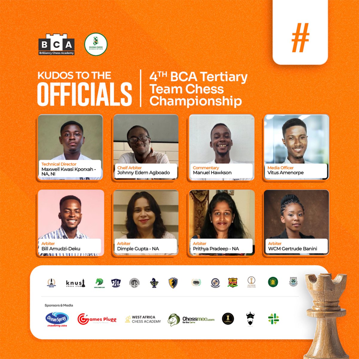 BrilliancyChess's tweet image. 4th Ghana Tertiary Team Chess Championship (2025)🇬🇭

Kudos to the Officials🎊!

Meet our remarkable team of officials for the just ended  Tertiary Championship 

Their hard-work and dedication made the tournament a resounding success.

We say Ayekoo!!!