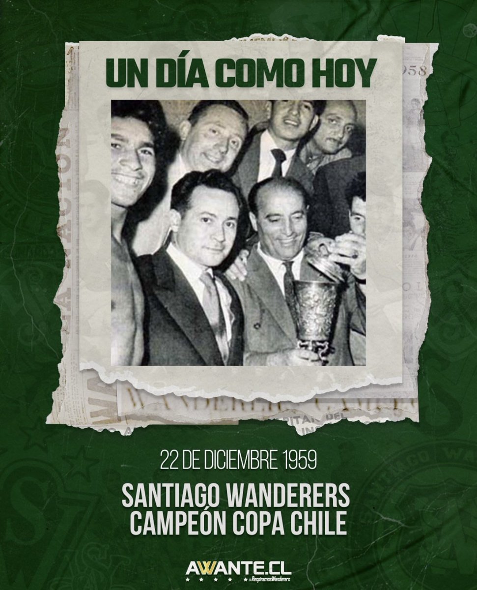 Un día como hoy, Santiago Wanderers de Valparaíso obtuvo su primera Copa Chile. Una contundente goleada por 5-1 frente a La Serena en el Estadio Nacional, con goles de Ricardo Díaz y Carlos Reinoso, permitió a los dirigidos por José Pérez levantar el título🏆👏🏼🇳🇬