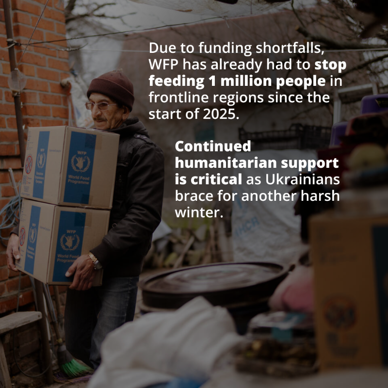 WFP's tweet photo. #Ukraine: Over 400,000 people living near the frontline face severe food insecurity.

WFP is delivering critical assistance, but more support is needed to continue reaching those most in need.

⏩ Swipe to learn more ⏩