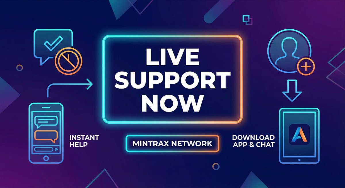 🚀 Mintrax Network Live Support is NOW LIVE!

No queues ❌
No waiting for agents ⏳

Chat directly with a support agent and get instant help for any issue.

📲 Download Support App:
👉 mintrax.network/support.apk

📝 Create account &amp; start chatting instantly

#MintraxNetwork