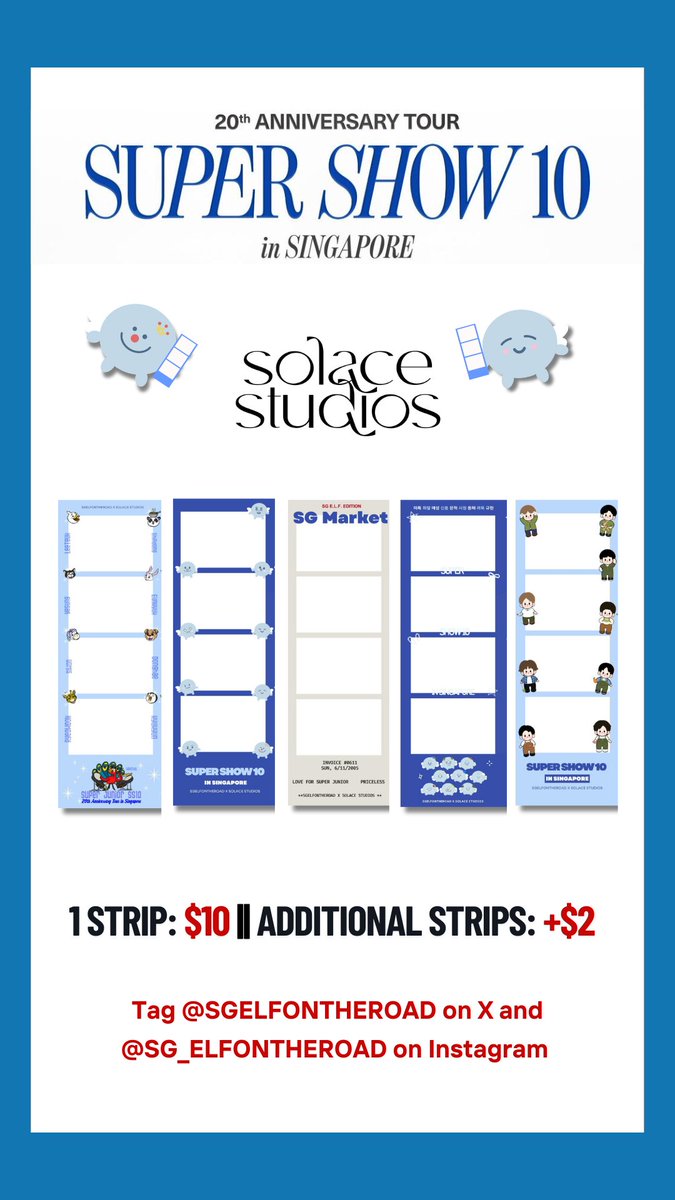 SGELFontheroad's tweet photo. ELFs 💙
We prepared something special just for you—
snap an exclusive Super Junior photostrip at Solace Studios 📸✨
Made by fans, for fans 🫶
#SuperJunior #SS10insingapore #SS10inSG https://t.co/rTaG0E9LWZ