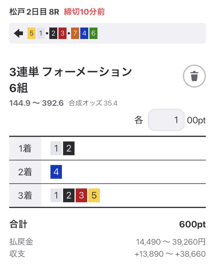 松戸8R ここは⑦不発でも④が突っ込み2着付けで #分析のマサ