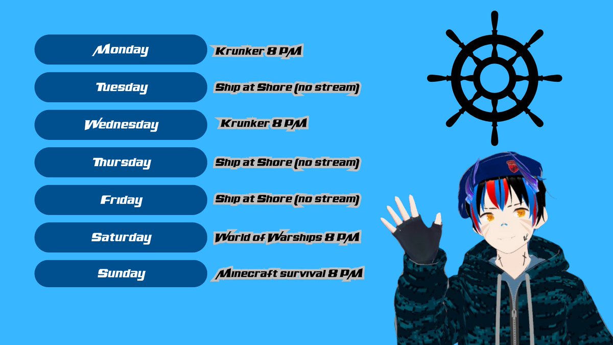 CommanderSharn's tweet image. very late schedule, sorry!!!