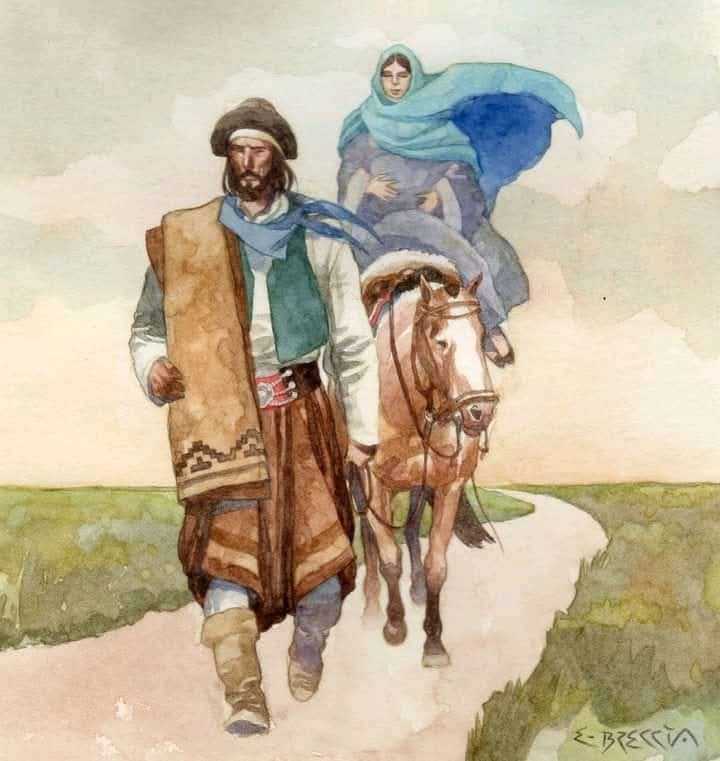 La Sagrada Familia, acuarela de Enrique Breccia