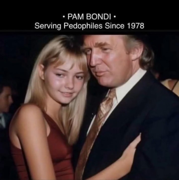 Siguen apareciendo imágenes del expediente epstein, pam bondi, actual fiscal general de EEUU, con el pederasta trump.