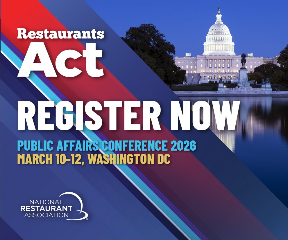Give the gift of advocacy this year! 🎁

Join us at the restaurant industry’s largest grassroots event, the 2026 Public Affairs Conference, in Washington, D.C., March 10–12!  Registration is open for restaurant operators and hospitality professionals.

Don’t wait — secure your