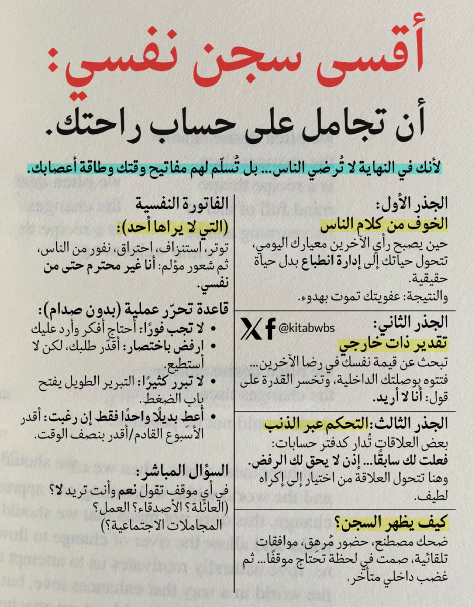 أقسى سجن نفسي: أن تجامل على حساب راحتك.