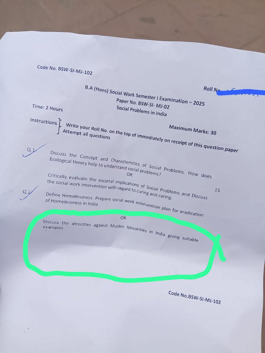 swati_gs's tweet image. Question in a paper by social work department of Jamia Millia Islamia college - “DISCUSS ATROCITIES AGAINST MUSLIMS IN INDIA GIVING SUITABLE EXAMPLES”

Jamia is a state-run university. On our tax money, they are teaching how to only remember Akhlaq and totally  ignore Ram Gopal…