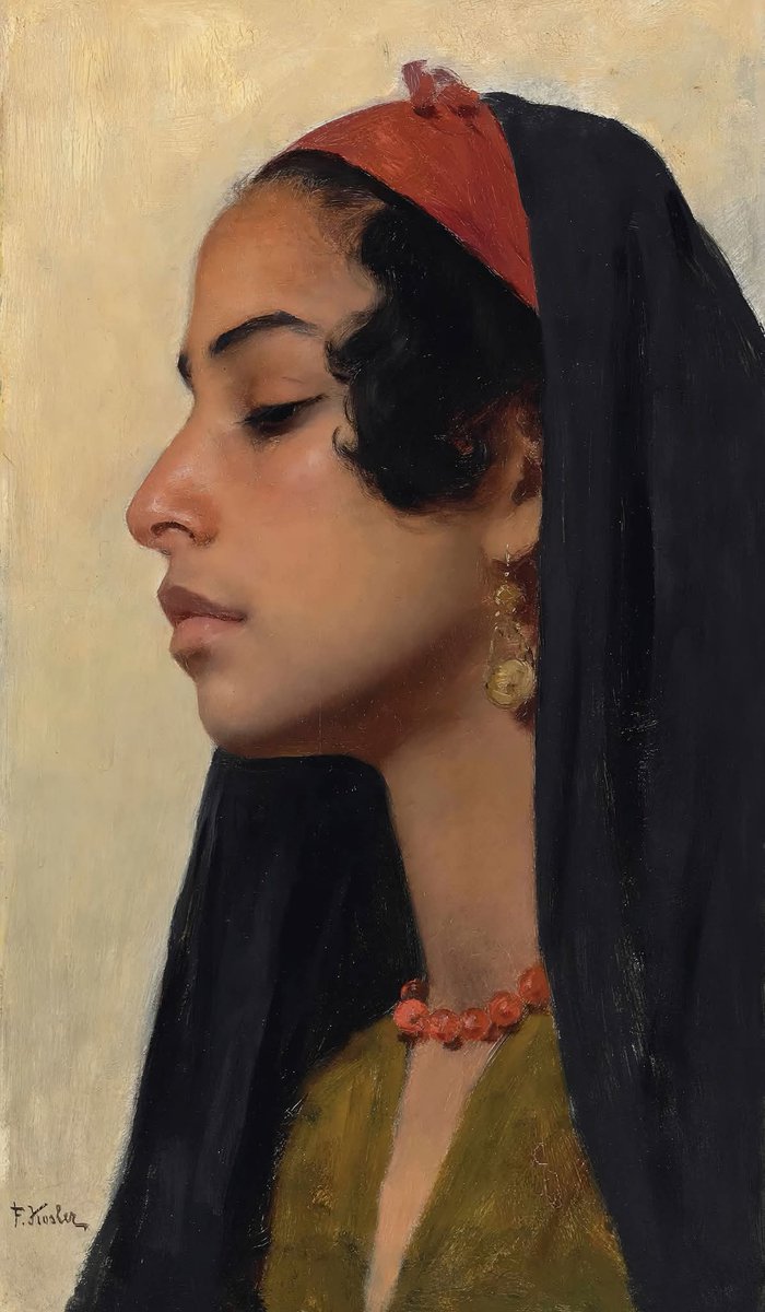 ArchiveofEgypt's tweet image. Young Egyptian girl - Franz Xavier Kosler (Austrian, 1864-1905)