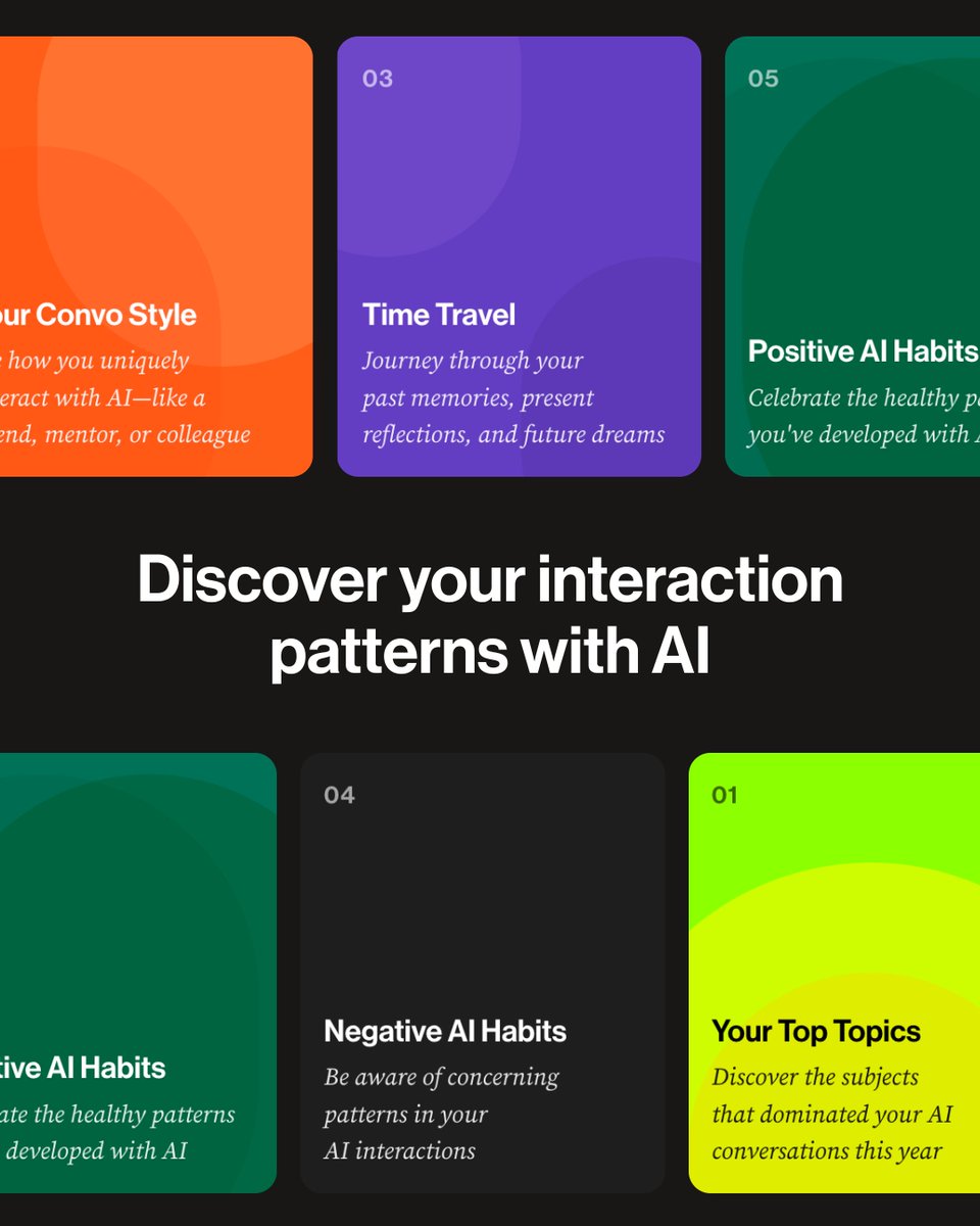 AHA_MediaLab's tweet image. Your 3am questions were... interesting. Your 2025 AI Wrapped is ready and we're not judging (much) 😏 aiwrapped.org #aiwrapped2025 

Privacy note: Your conversation data is de-identified before analysis and is not stored. The analysis is for research purposes only.
