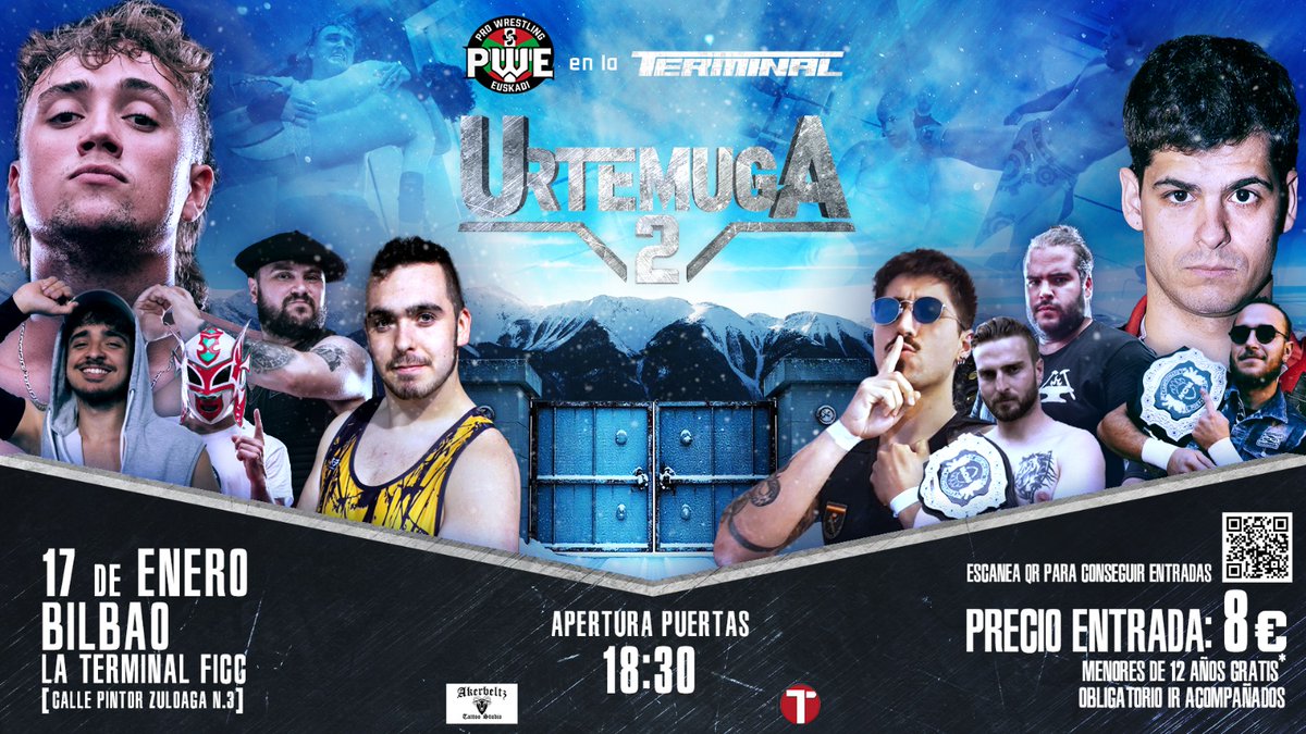 PWEeuskadi's tweet image. 🔥Urtemuga 2🔥
Este 17 de enero viviremos el evento del año de PWE, donde las rivalidades más esperadas estallarán sobre el ring en combates que no podrás ver en ningún otro sitio.
Compra tu entrada online y consigue un 15% de descuento en los tatuajes de Akerbeltz Tattoo Studio.