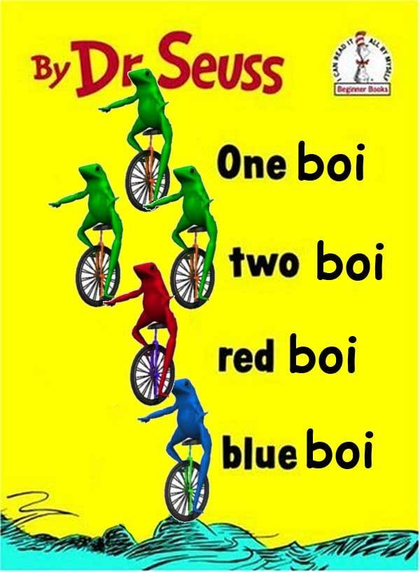 DatBoiPepeKlr's tweet image. oh lawd he wheelin
one boi
two boi
red boi
blue boi
🐸🚴‍♂️💨 #datboi #Seusscore #frogsquad