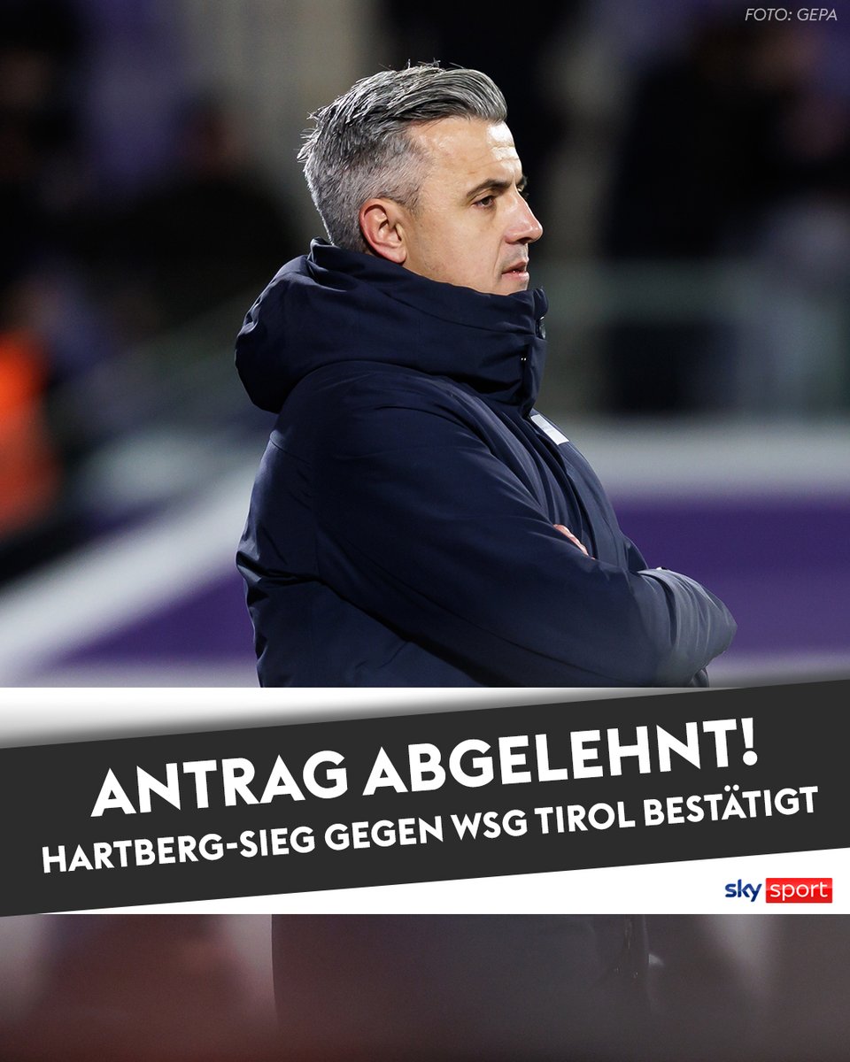 SkySportAustria's tweet photo. Der Protest der WSG Tirol gegen die Spielbeglaubigung des Bundesliga-Duells beim TSV Hartberg ist abgewiesen worden! ❌ 

Alle Infos 👉 https://t.co/P97StnbW3s

#SkyBuliAT #WSG #WSGTirol #HTBWSG #Protest #Fussball https://t.co/DrqF27u2OG