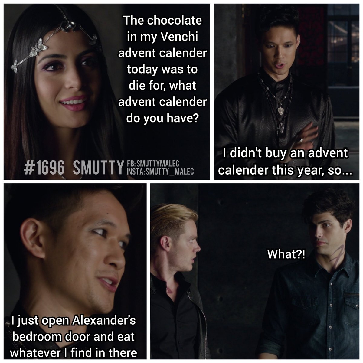 #1696 Merry XXXmas 25

#shadowhunters #shadowhunterstv #malec #aleclightwood #magnusbane #matthewdaddario #mattdaddario #harryshumjr #shumdario #SaveShadowhunters #shadowhunterslegacy #jacewayland #jaceherondale #dominicsherwood #domsherwood