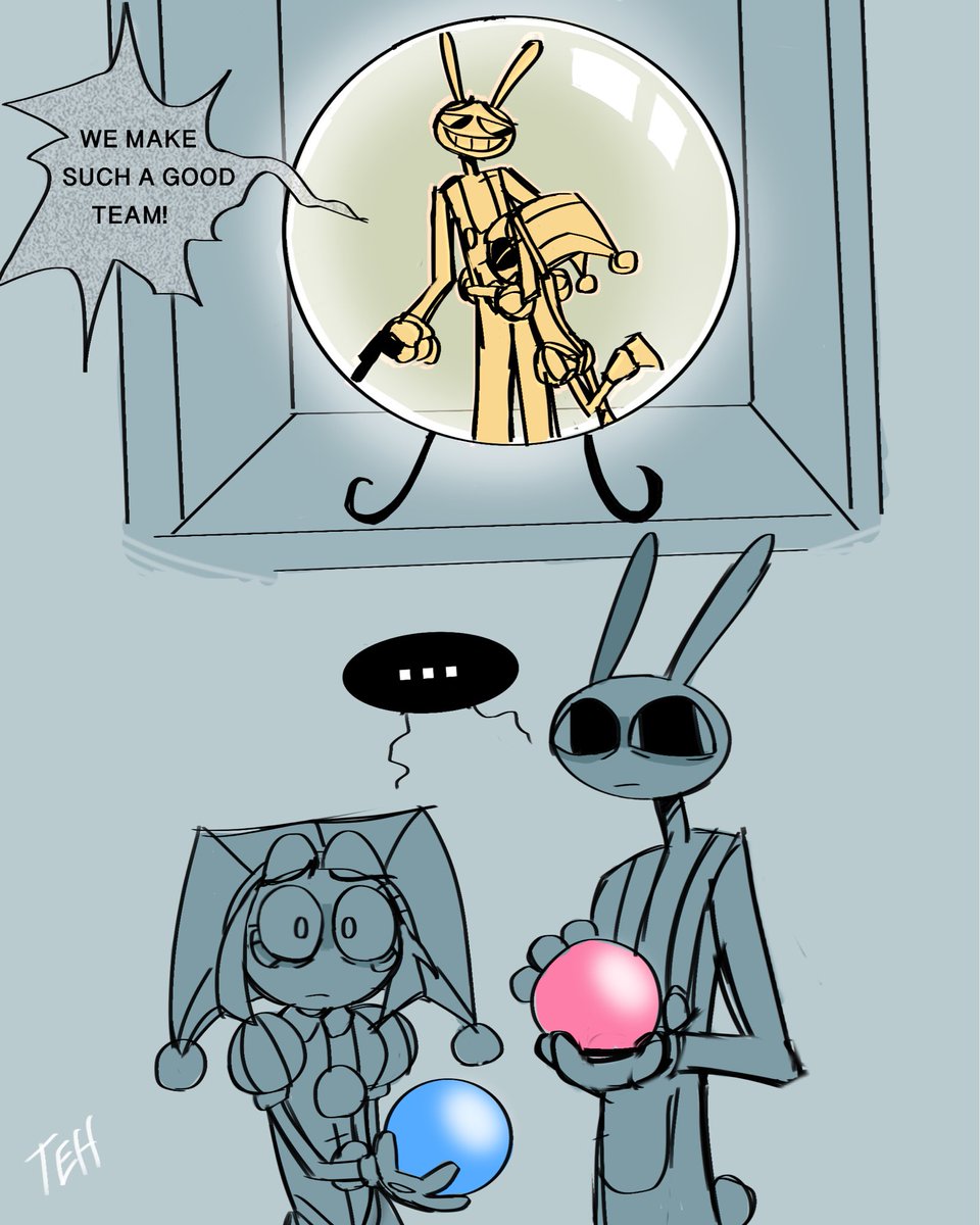 quarky__'s tweet image. memories 🔮

(if they saw ep6 in caine’s office?)
#tadc #funnybunny