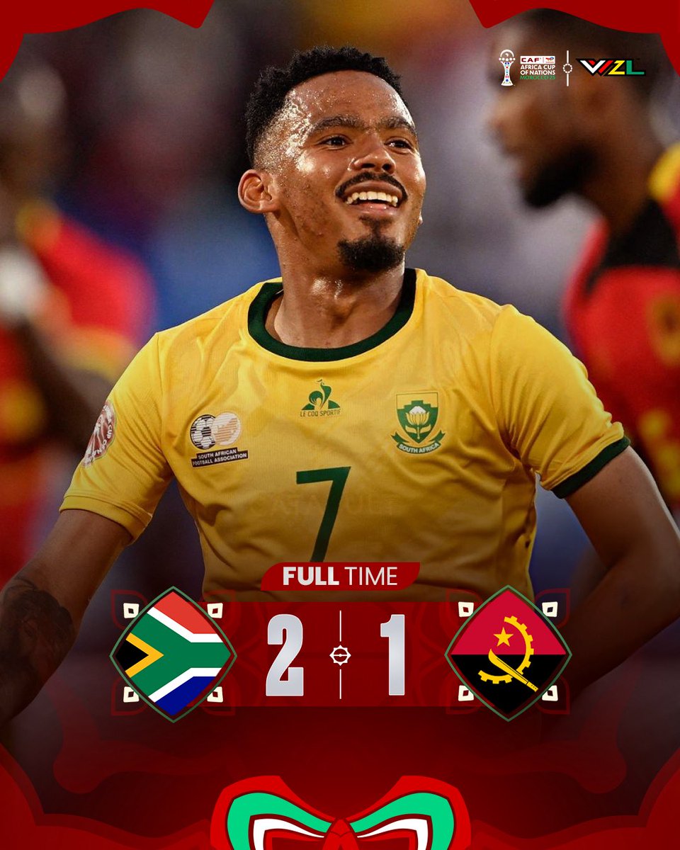 FULL TIME 🏁

South Africa 🇿🇦 tops Group B after winning their #TotalEnergiesAFCON2025 opener against Angola ⚽️✅

#AFCON2025 🏆