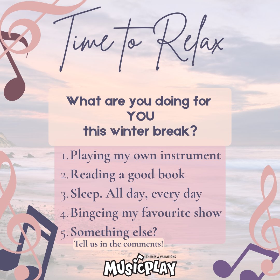 You have poured so much into others this year. Now it's time to pour a little back into YOU. 🎶✨

What does rest look like for you this Winter break? 
⬇️ Drop it in the comments!

#musicplay #musiced #musicplayonline #musicmeme