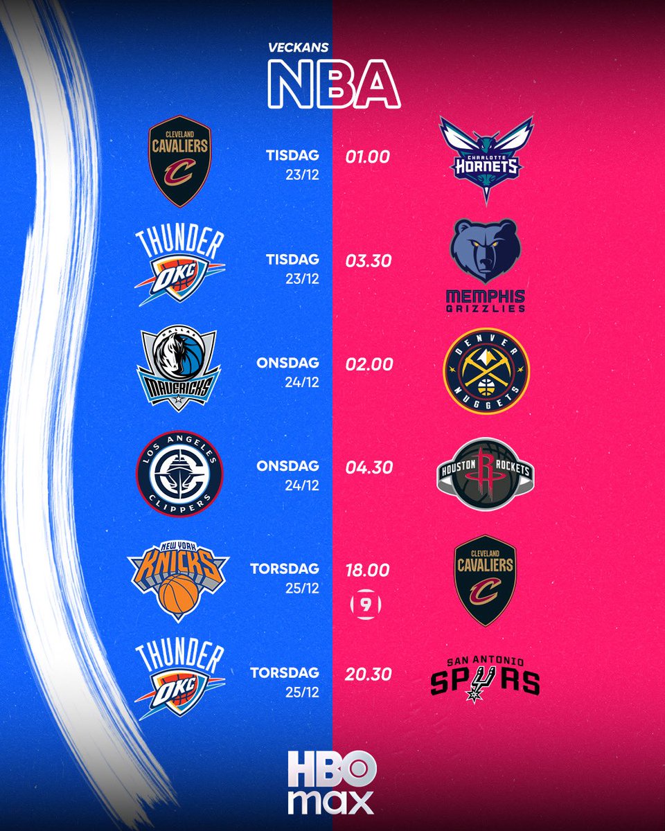 Veckans matcher från NBA på HBO Max! 🗓️🏀