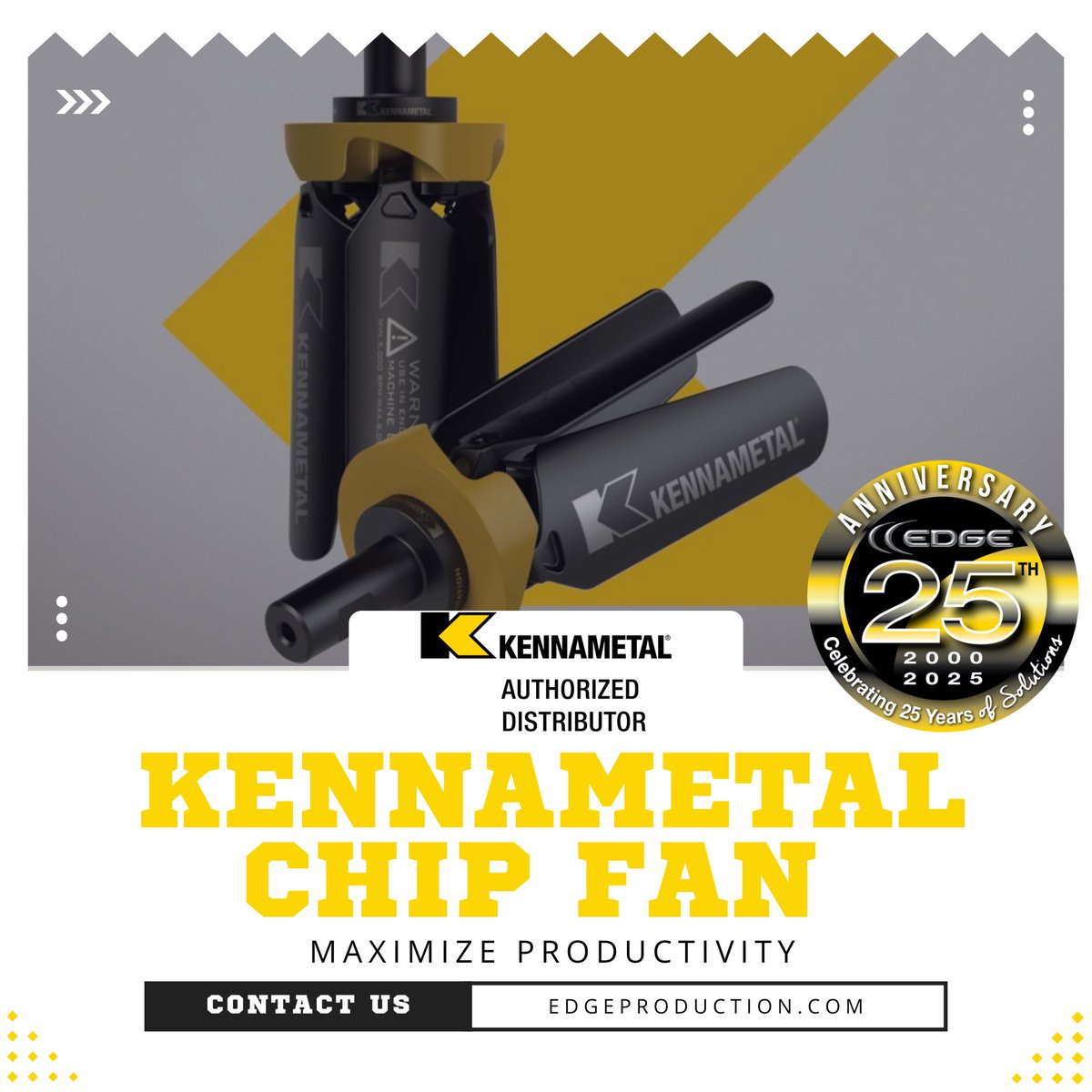 Maximize machining productivity with the <a href="/Kennametal/">Kennametal</a> Chip Fan. Minimize project downtime with this adaptable tooling accessory. Contact Edge to learn more!

#EdgeProductionSupplies #TotalMachiningSolutions #Kennametal #machinetools #YEG #YYC #YVR #WesternCanada #OilandGas