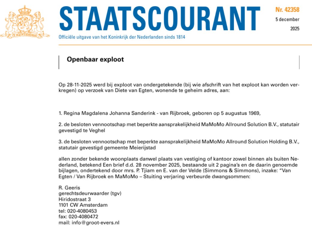 Rian van Rijbroek wordt door de Ex van Sanderink nog achterna gezeten omdat de verbeurde dwangsommen worden gestuit.

<a href="/marcelvandenber/">ᗰᗩᖇᑕEᒪ ᐯᗪ ᗷEᖇG</a> <a href="/centric/">Centric Consulting</a> #centric