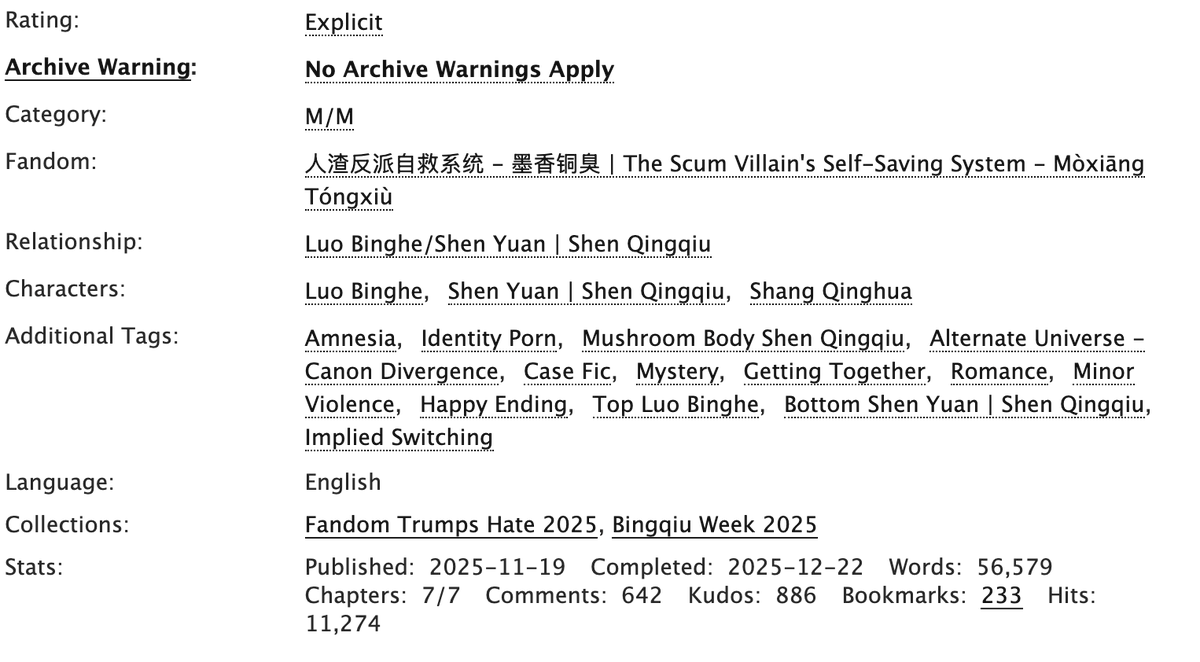 celardor12's tweet photo. My Bingqiu story for FTH, All Our Missing Pieces, is finished!   
#svsss #Bingqiu #BingqiuWeek2025 #fandomtrumpshate 

❤️ Bingqiu 
❤️ Rated E 
❤️ 56k 
❤️ featuring amnesiac SQQ, identity porn, and mushroom body shenanigans!  
🔗 below https://t.co/62R9m6AqsU